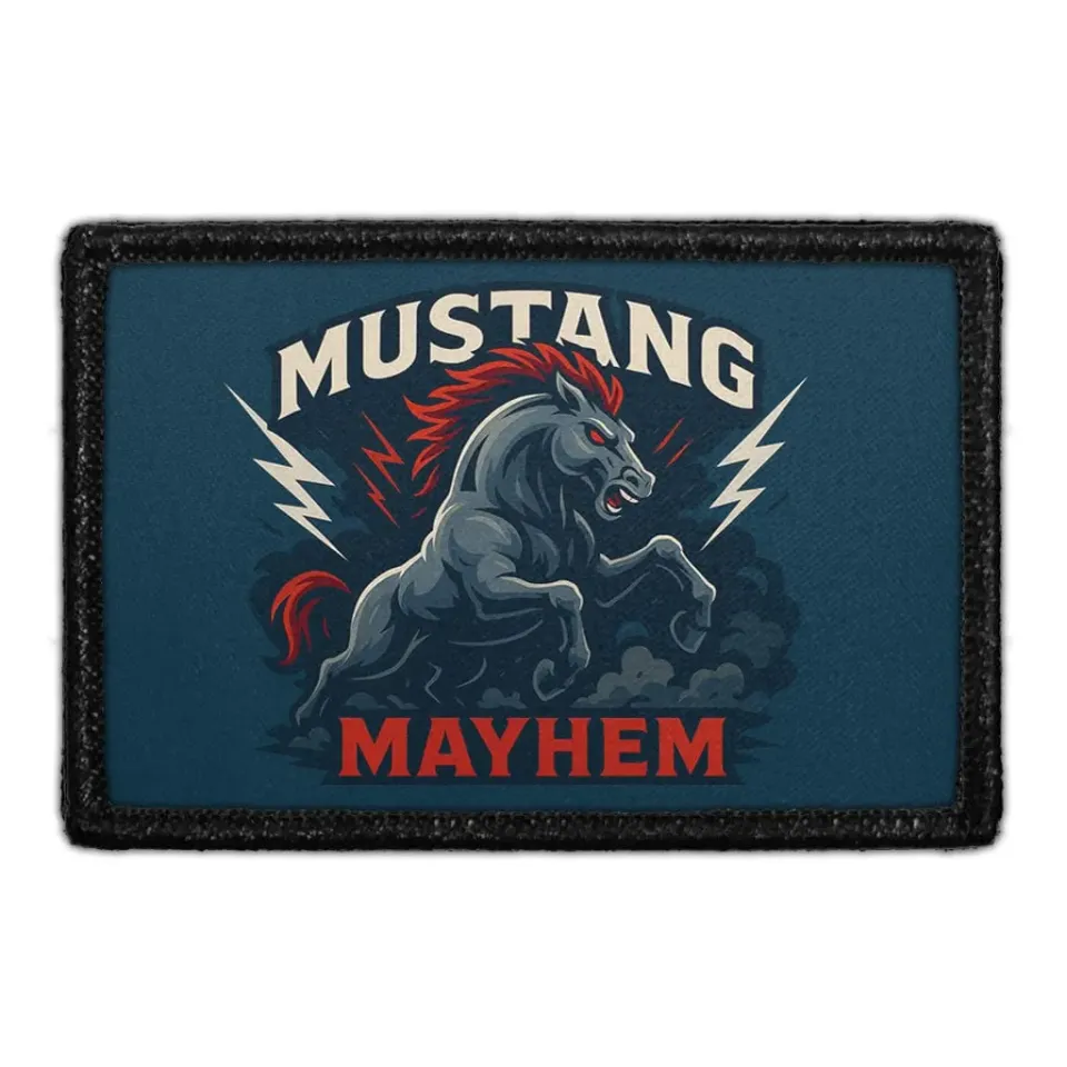 Pull Patch Mustang Mayhem patch med velcro 76 mm