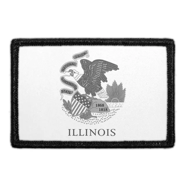 Pull Patch Illinois flag patch sort-hvid velcro