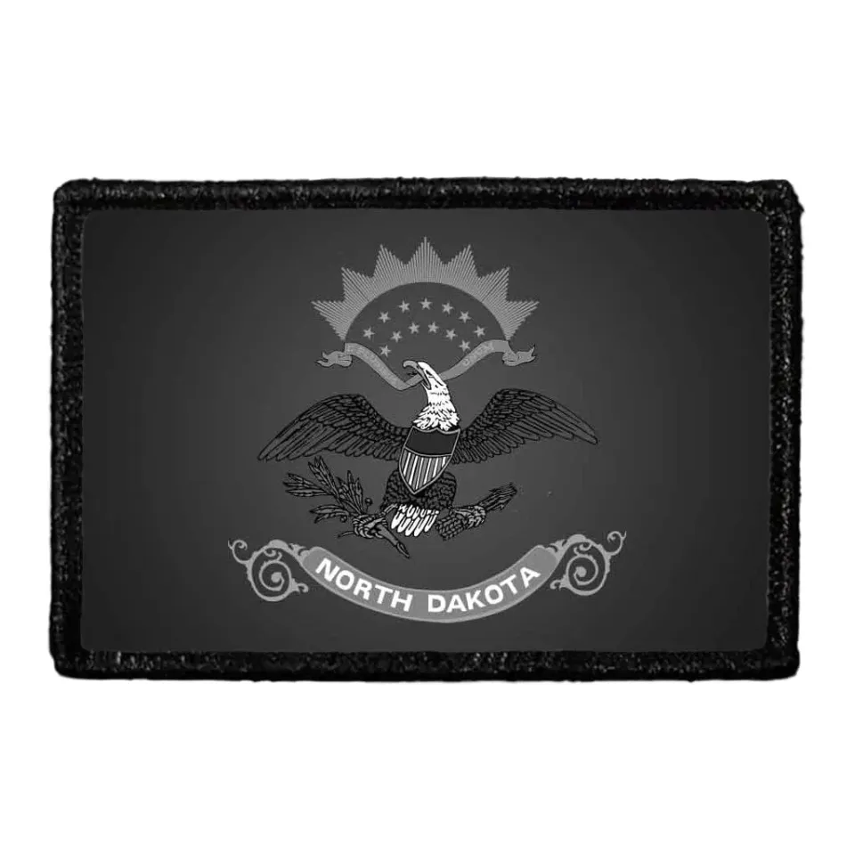Pull Patch North Dakota State Flag patch sort-hvid velcro