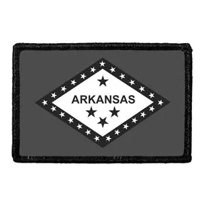 Pull Patch Arkansas State Flag patch sort hvid velcro