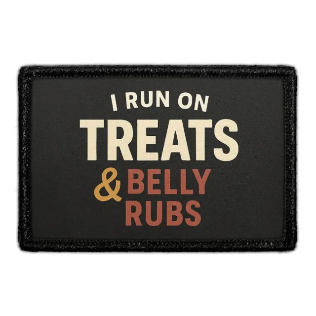 Pull Patch I Run on Treats & Belly Rubs patch med velcro hund