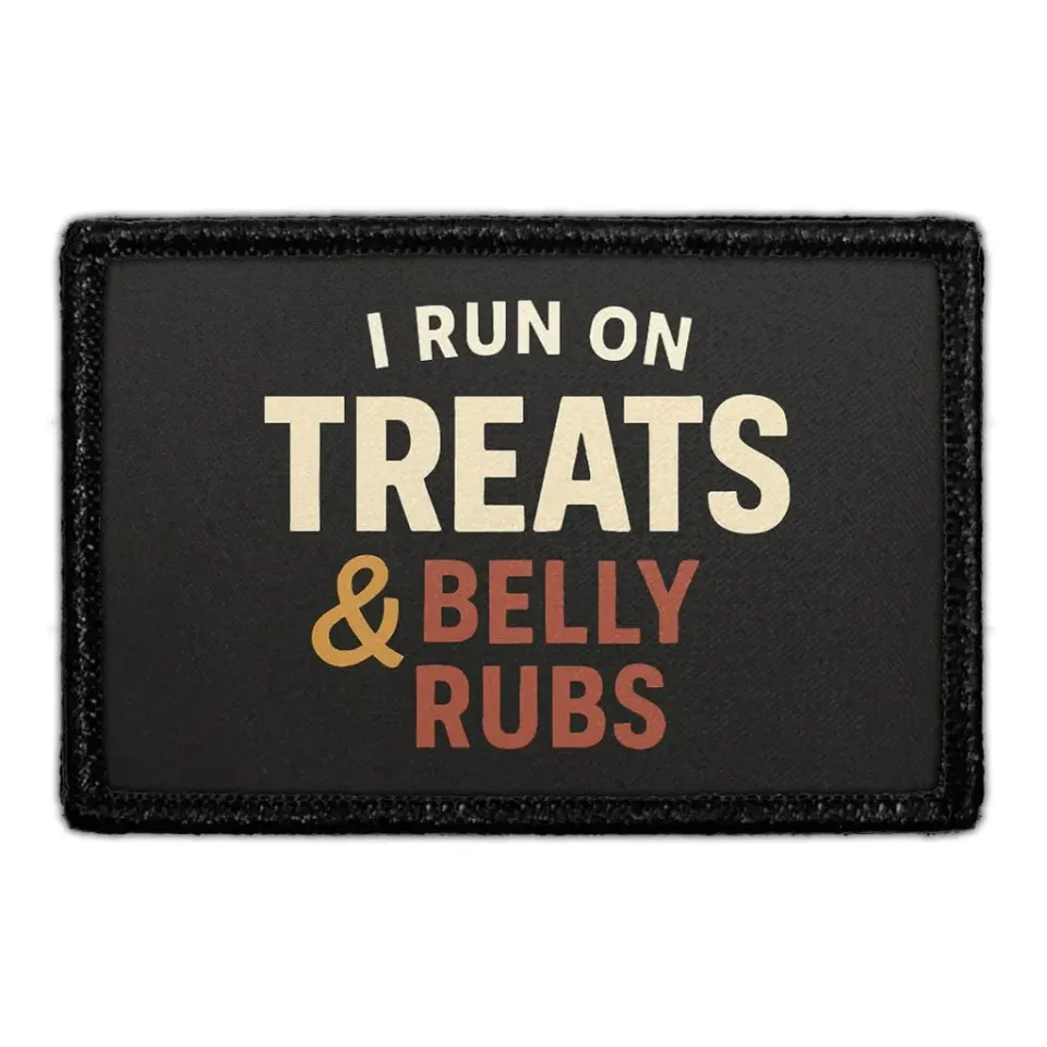 Pull Patch I Run on Treats & Belly Rubs patch med velcro hund