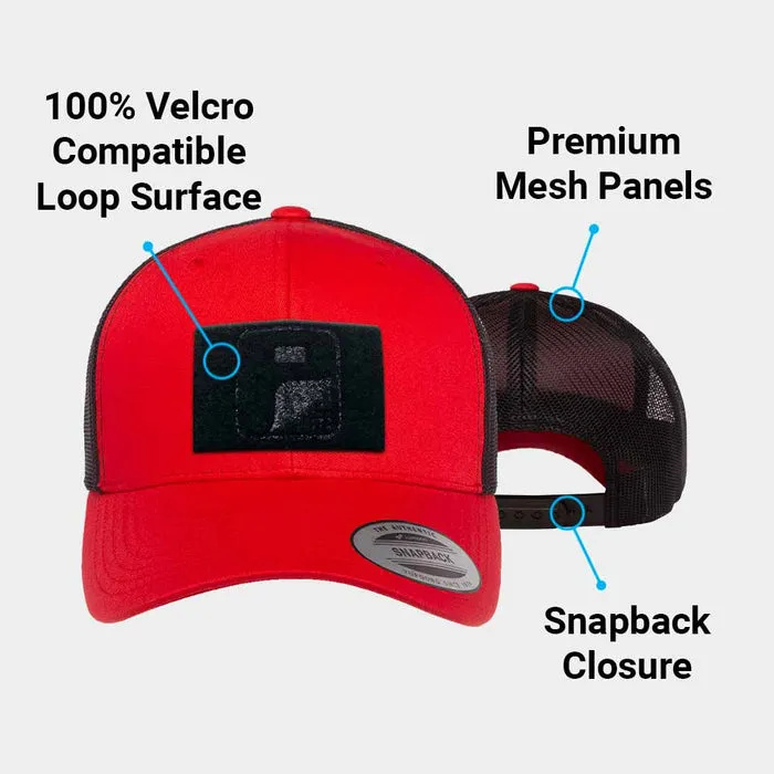 Pull Patch Trucker Curved Bill snapback kasket rød/sort hook