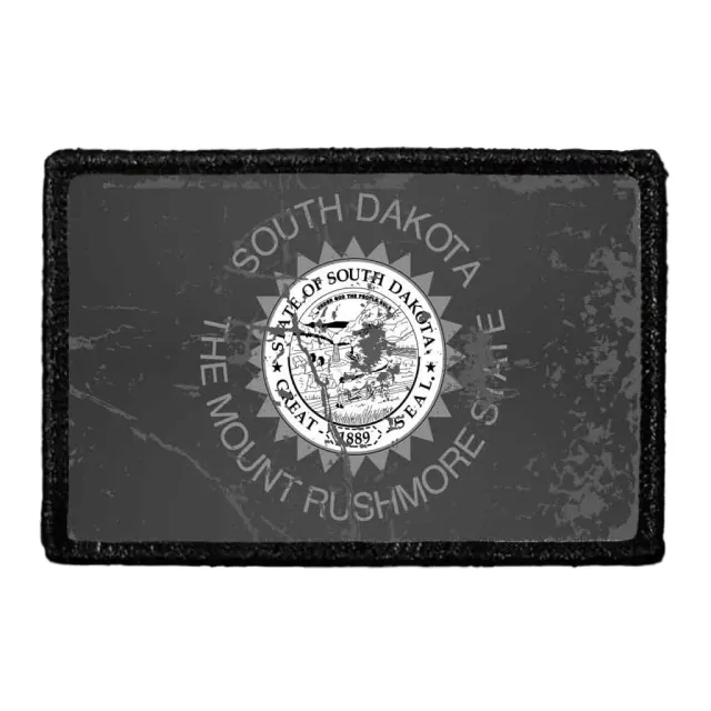 Pull Patch South Dakota Flag patch sort hvid