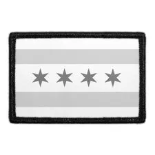 Pull Patch Chicago City Flag patch sort-hvid 76x51