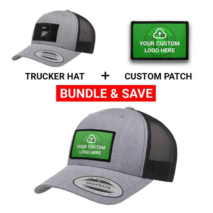 Pull Patch Custom Logo trucker patch kasket sæt heather sort