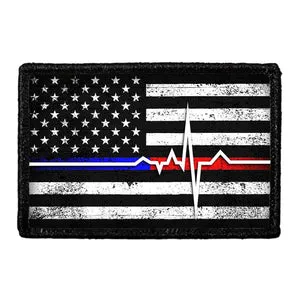 Pull Patch American Flag Lifeline Black and White Distressed patch velcro