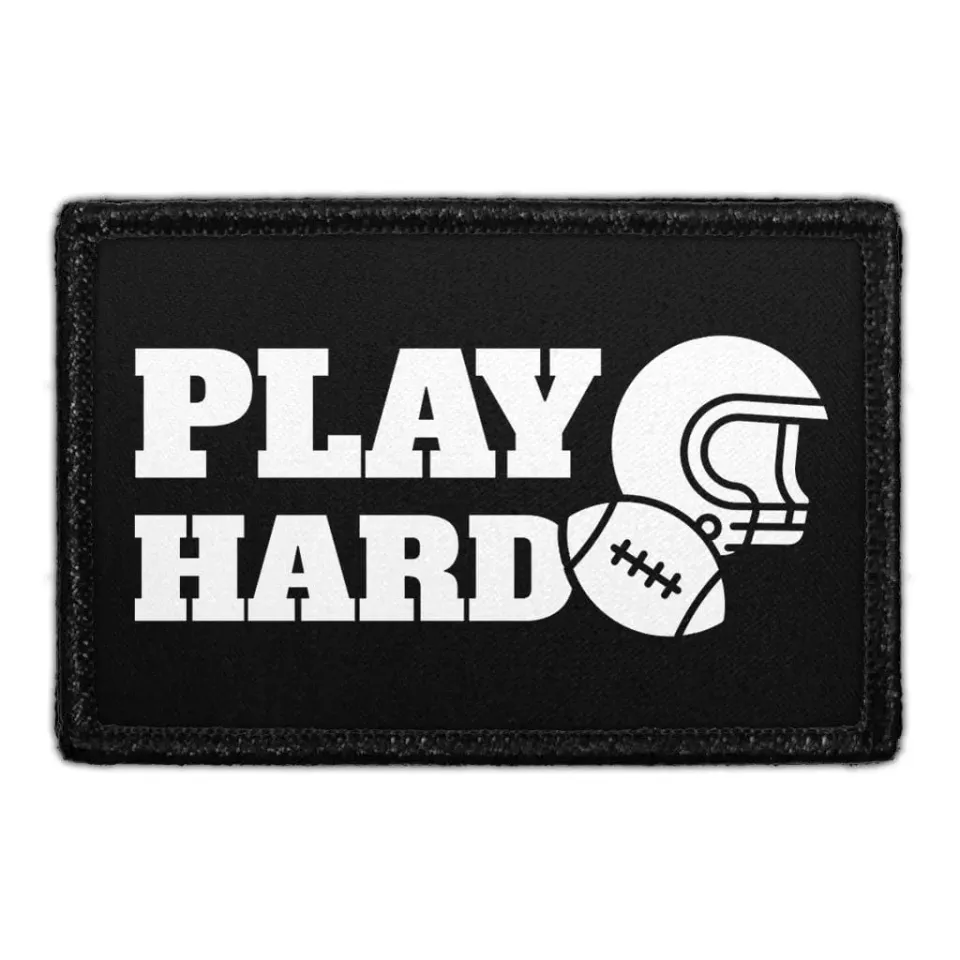 Pull Patch Play Hard Football patch 3x2 velcro