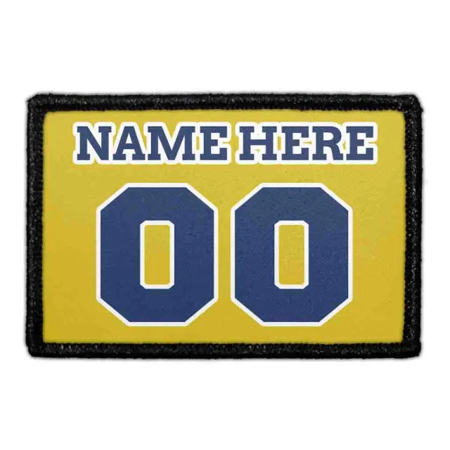 Pull Patch Jersey patch hvid-gul-blå 9 tegn tekst