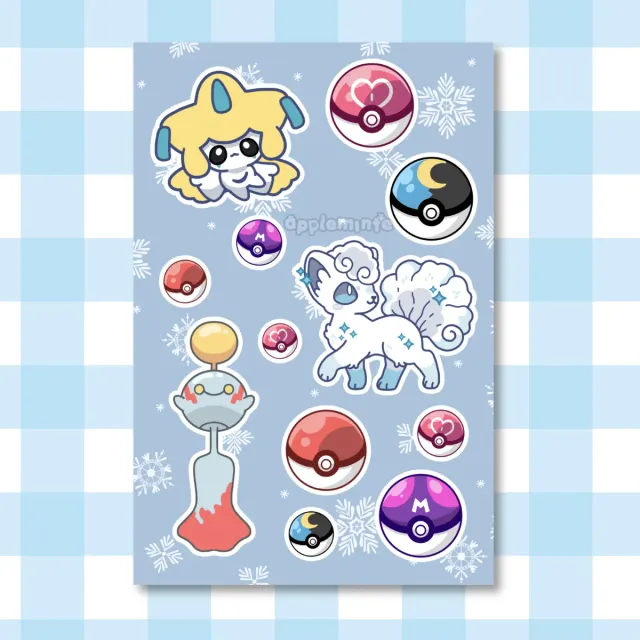 Appleminte Poke sticker sheet klistermærkeark mat vinyl