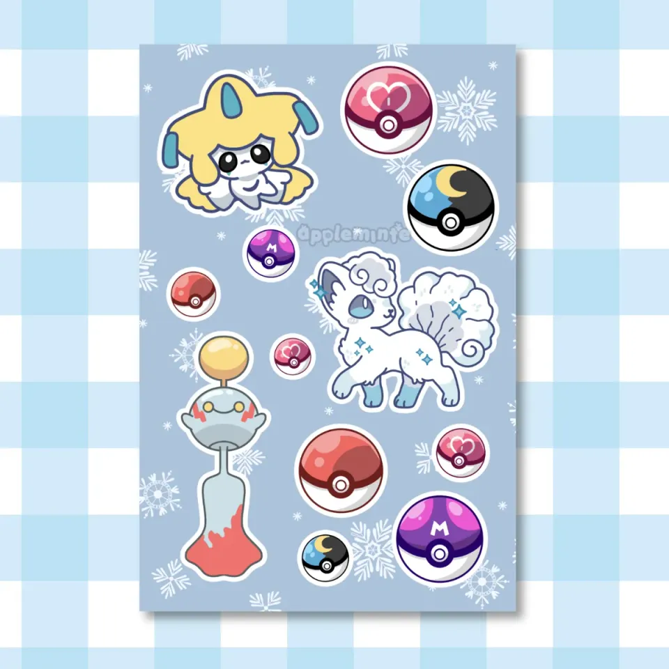 Appleminte Poke sticker sheet klistermærkeark mat vinyl