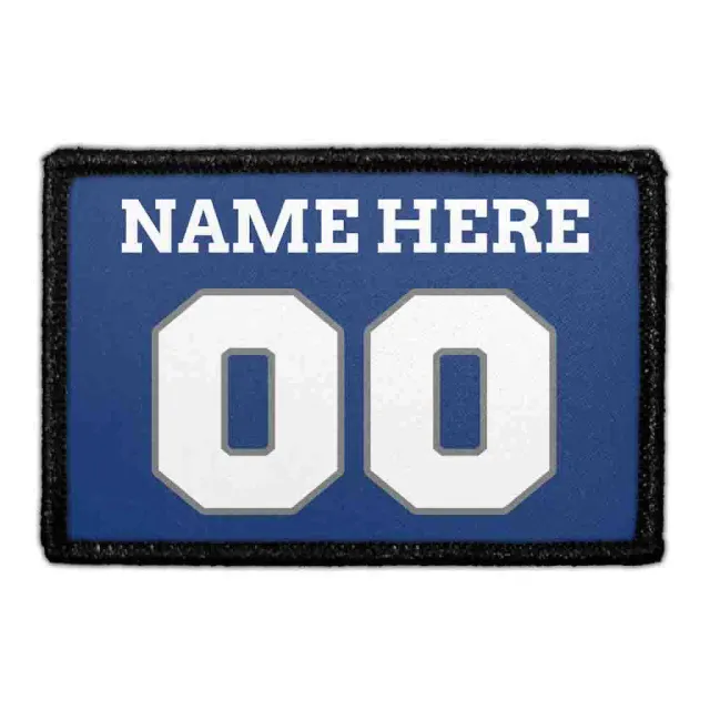 Pull Patch Customizable Jersey patch blå sølv hvid 7,6x5 cm