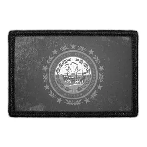Pull Patch New Hampshire State Flag patch sort-hvid slidt