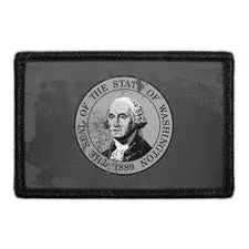 Pull Patch Washington State Flag patch sort hvid