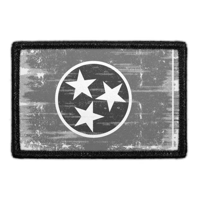 Pull Patch Tennessee State Flag patch med velcro sort-hvid