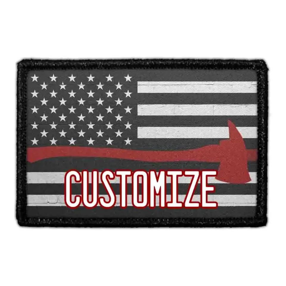 Pull Patch US Flag Fireman Axe patch sort-hvid tilpasbar