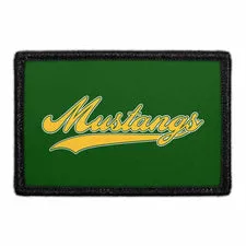 Pull Patch Mustangs Yellow Script patch velcro
