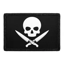 Pull Patch Skull With Knives patch med velcro – kranie med knive