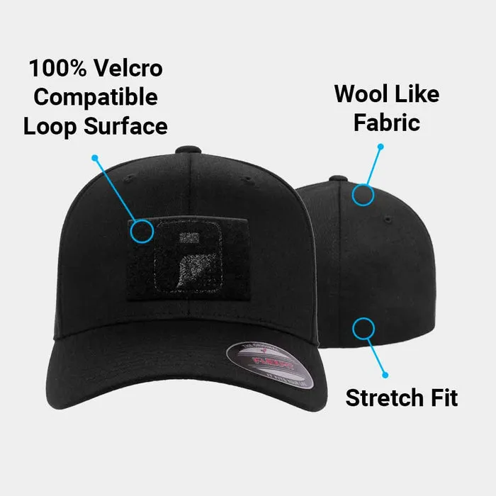 Pull Patch Premium Curved Bill Flexfit kasket sort buet skygge