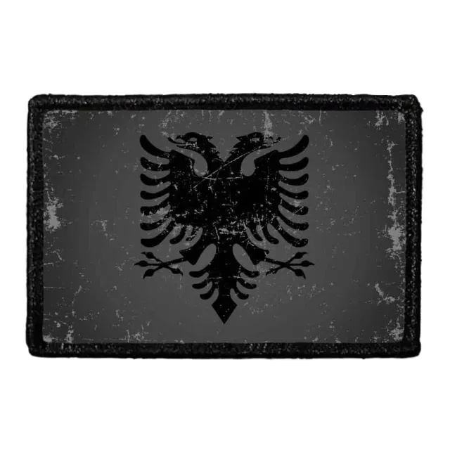 Pull Patch Albania Flag patch distressed sort hvid