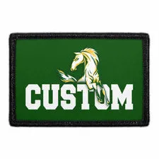 Pull Patch Custom Text With Horse patch hvid outline velcro