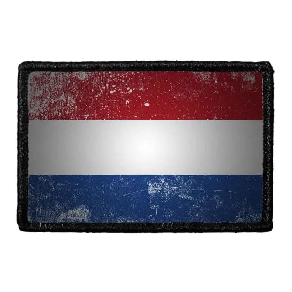 Pull Patch Netherlands Flag Color Distressed patch