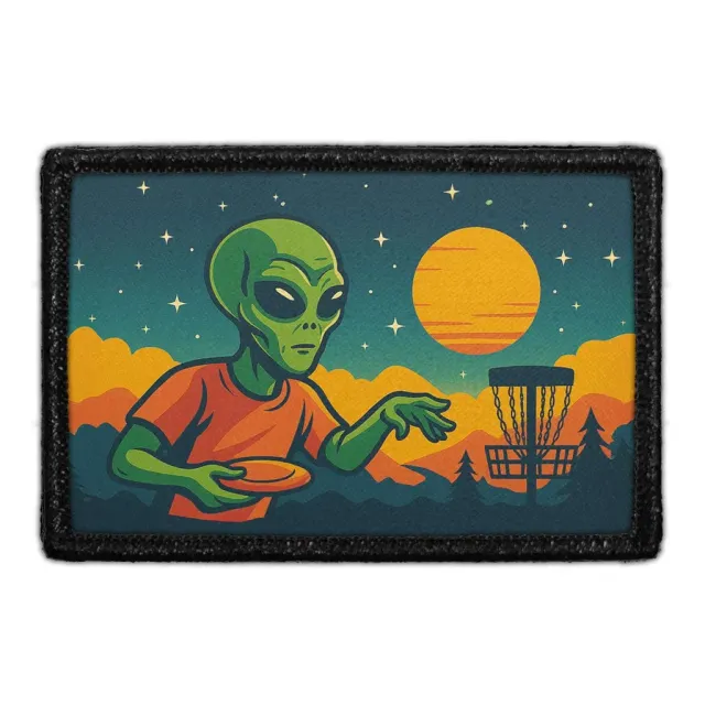Pull Patch Disc Golf Alien patch 3x2 velcro disc golf