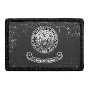Pull Patch Idaho State Flag patch sort-hvid slidt velcro