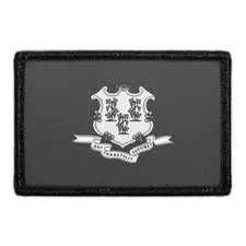 Pull Patch Connecticut flag patch sort-hvid velcro