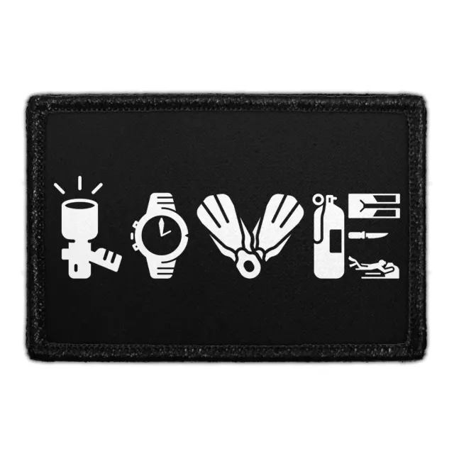 Pull Patch Scuba Diving Love patch velcro tekst