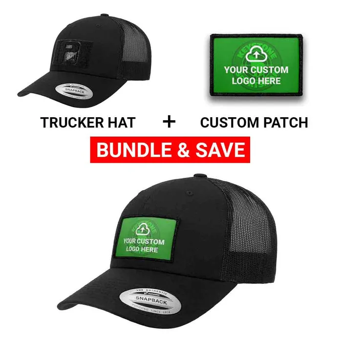Pull Patch Custom Logo + Trucker kasket sort bundle