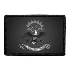 Pull Patch North Dakota State Flag patch sort-hvid velcro
