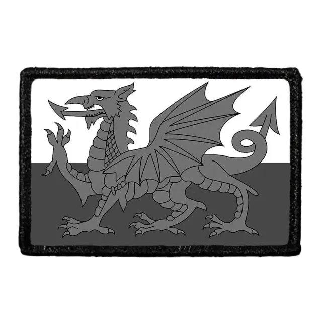 Pull Patch Wales Flag patch velcro sort hvid