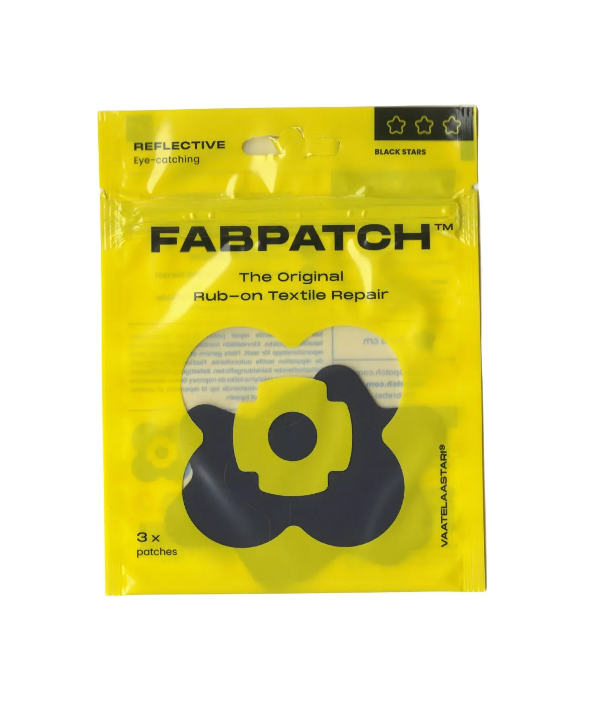 FabPatch Reflective Black Stars strygelapper 3 stk refleks