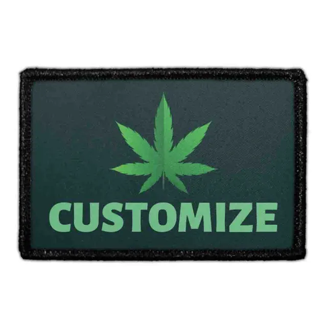 Pull Patch Weed Leaf custom patch med egen tekst