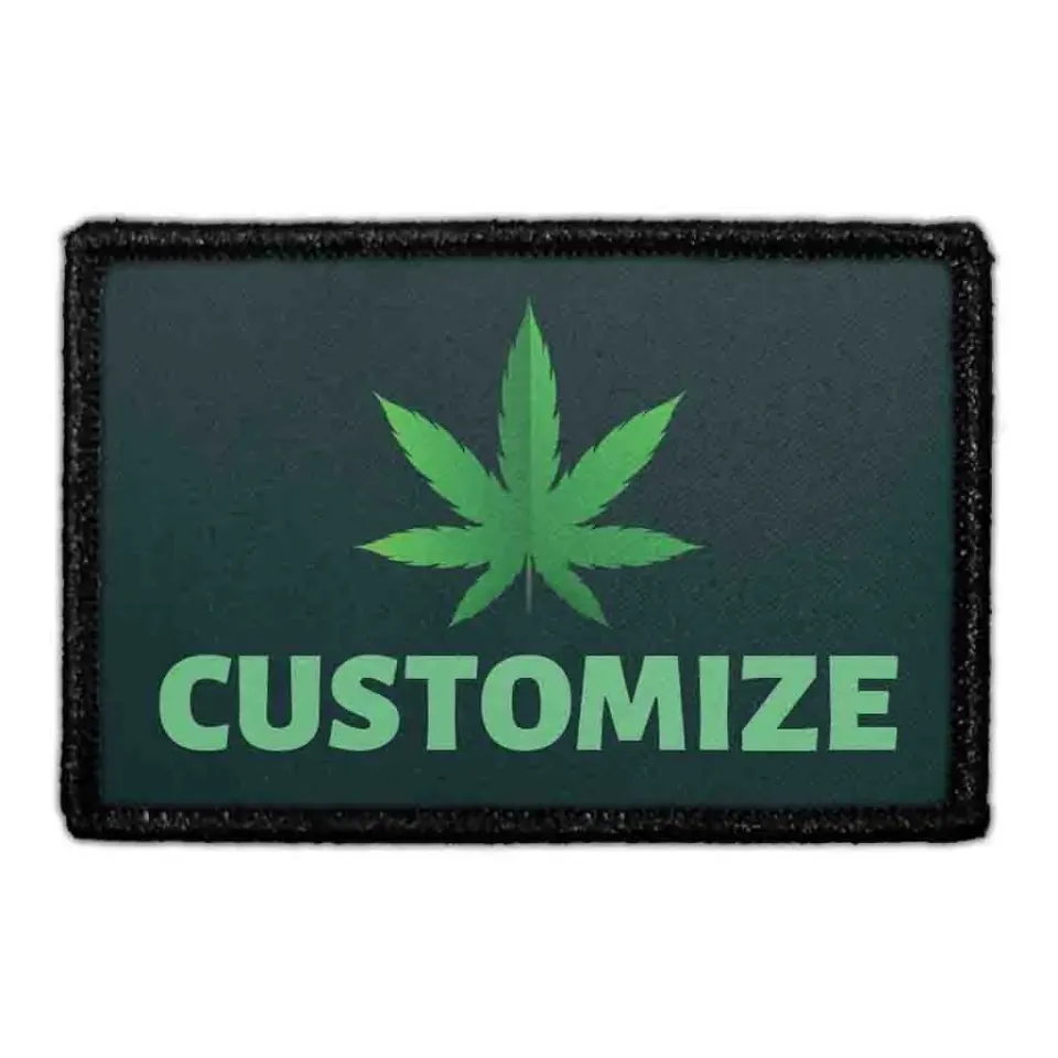 Pull Patch Weed Leaf custom patch med egen tekst