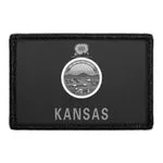 Pull Patch Kansas State Flag patch sort hvid velcro