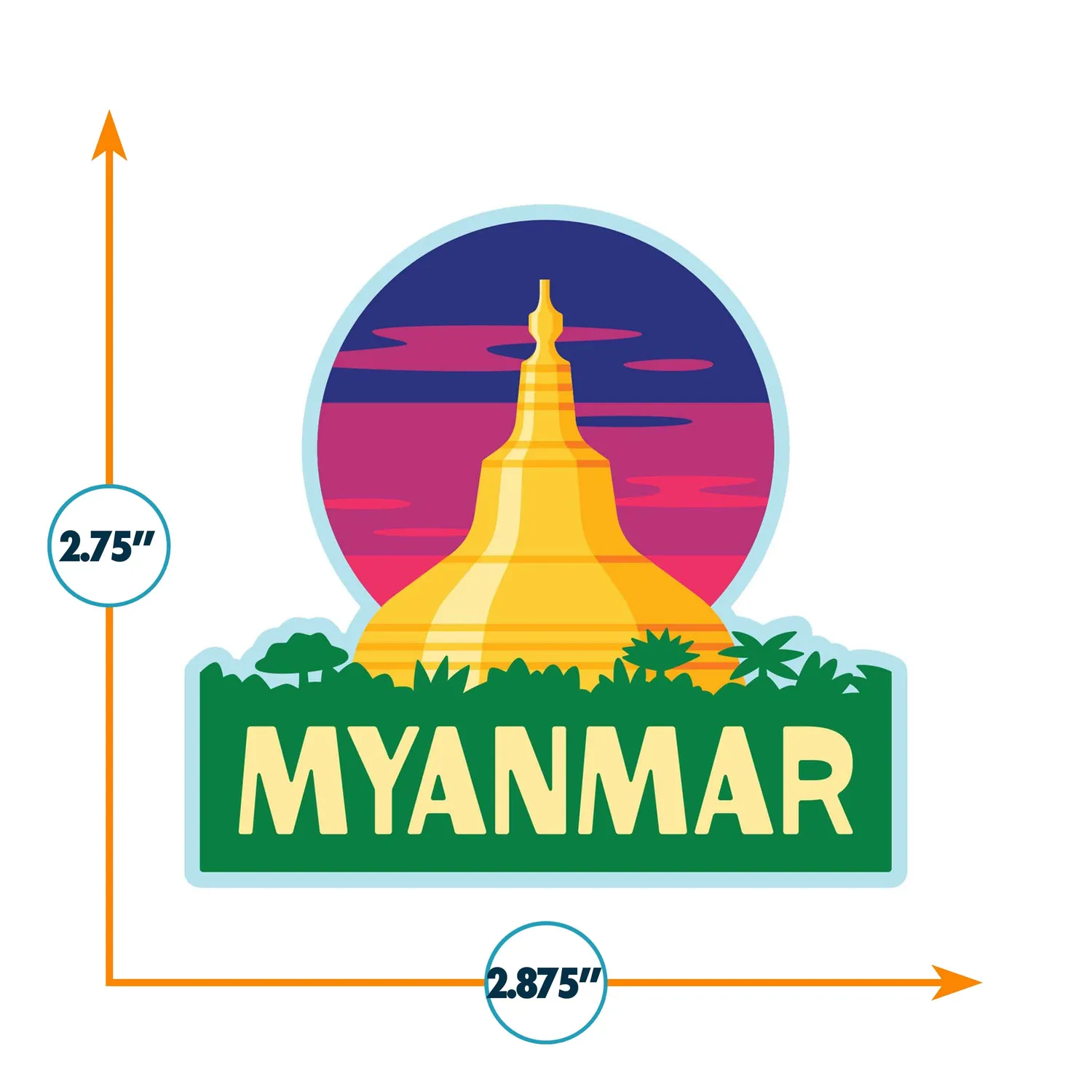 Vagabond Heart Myanmar vinylklistermærke 70x73 mm mat