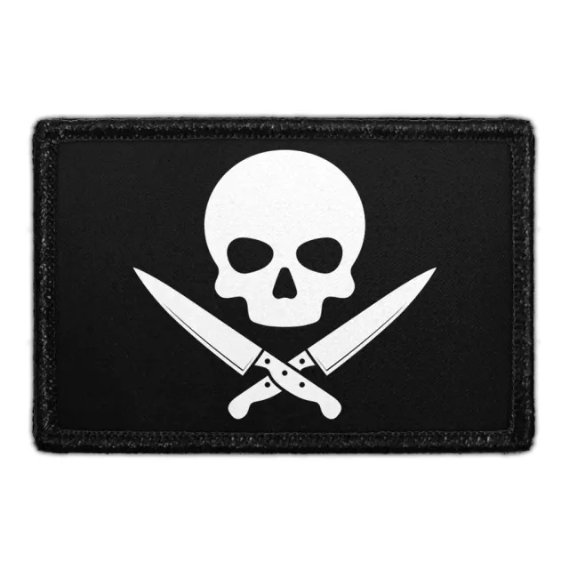 Pull Patch Skull With Knives patch med velcro – kranie med knive