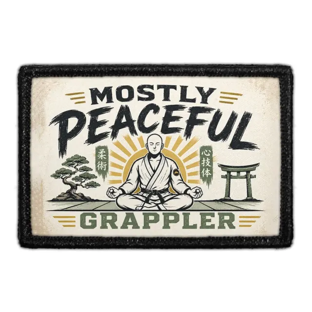 Pull Patch Mostly Peaceful Grappler patch 3x2 jiu-jitsu
