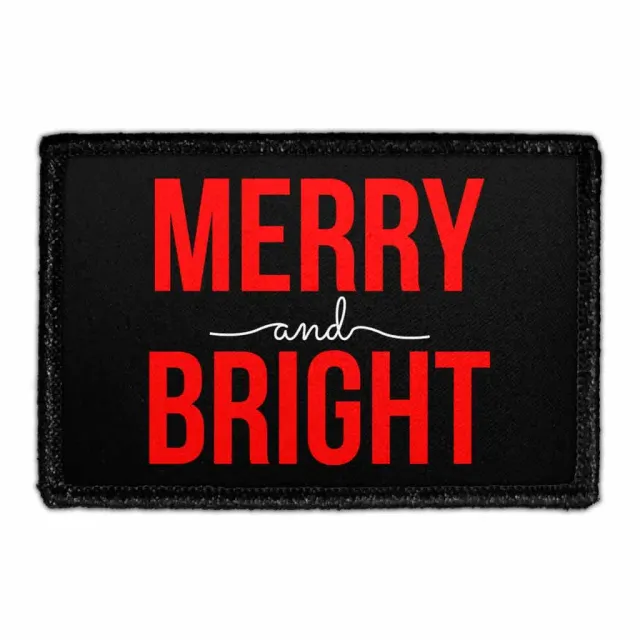 Pull Patch Merry and Bright patch 76x51 mm juletekst
