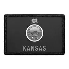 Pull Patch Kansas State Flag patch sort hvid velcro