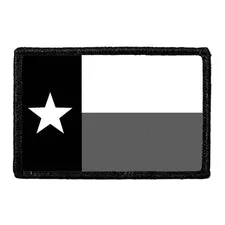 Pull Patch Texas State Flag patch sort-hvid velcro