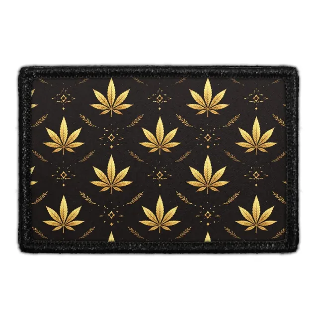 Pull Patch Golden Marijuana patch 76x51 mm guldblad