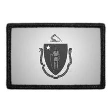 Pull Patch Massachusetts State Flag Black White patch