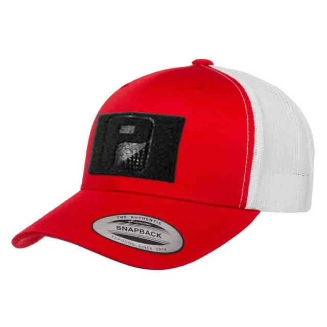Pull Patch Trucker Curved Bill Snapback kasket rød hvid mesh