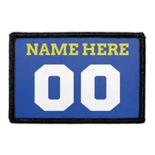 Pull Patch Jersey Blue/Yellow/White patch med egen tekst