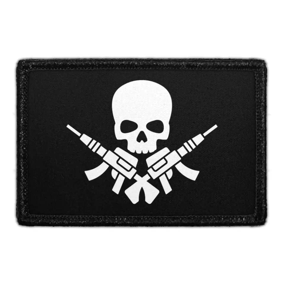 Pull Patch Skull Guns velcromærke – dødningehoved