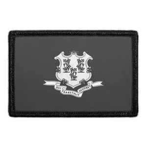 Pull Patch Connecticut flag patch sort-hvid velcro