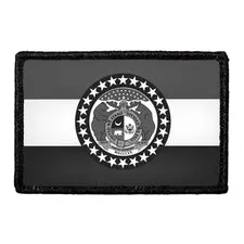 Pull Patch Missouri Flag patch sort-hvid velcro 76 mm